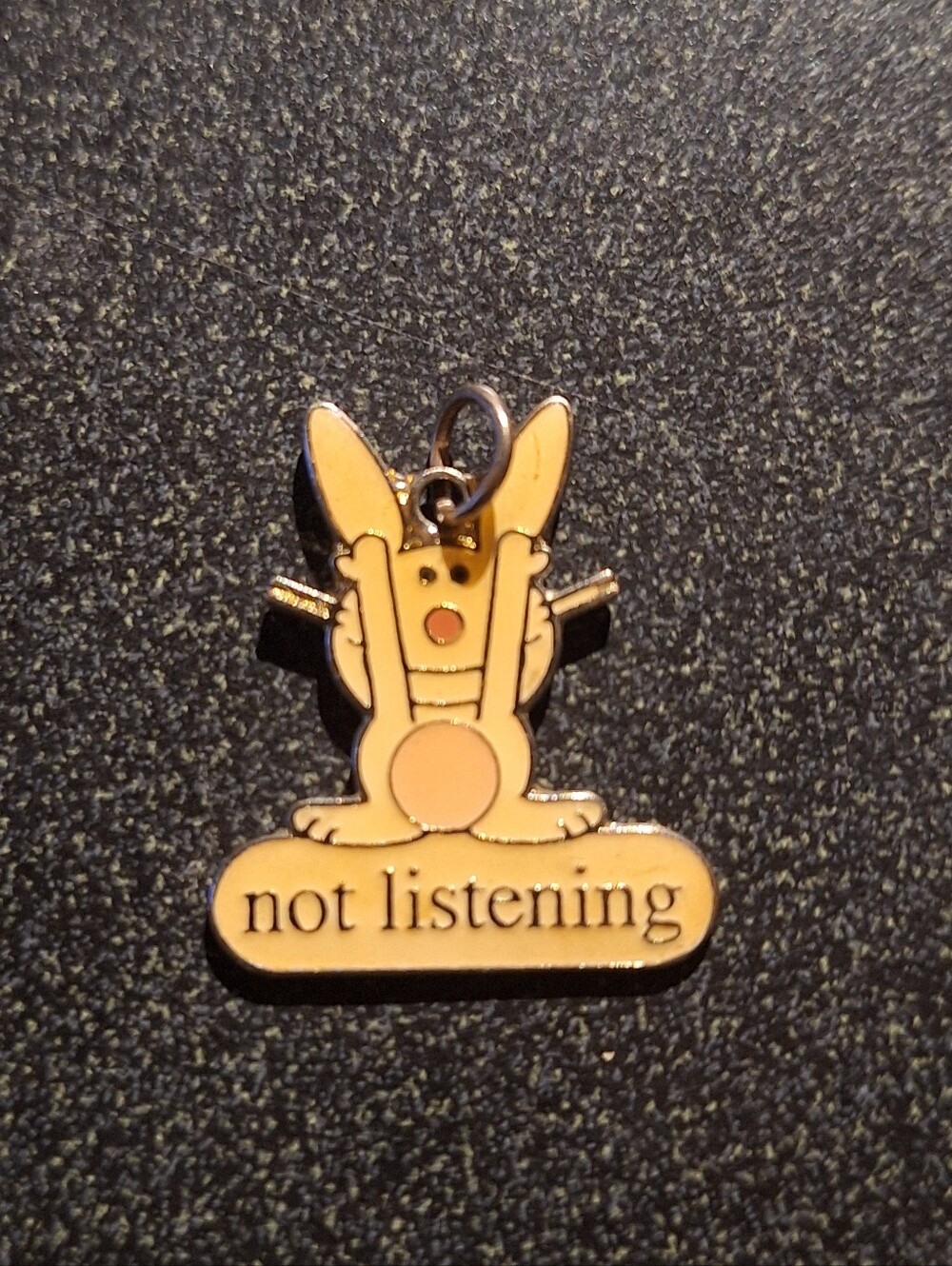 Vintage Happy Bunny Not Listening Pendant